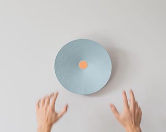 Handmade Blue & Orange Horn Wall Art: Modern Geometric Sculpture