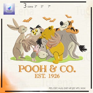 Disegno da ricamo di Halloween con orso retrò, file di ricamo con orso zucca, grazioso motivo da ricamo autunnale, download immediato