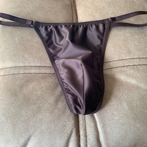 Men&#39;s Thongs gift|Brown luxury men’s thong satin with lace, Lace men’s soft thong, men’s soft thong, A gift for him. High-quality gift set