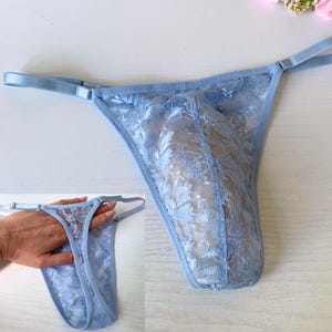 Men Thongs | Lace Men Soft Thongs | Blue Lace Men Soft Thongs | Men Exotic Transparent Thongs | Bikini Thongs High Quality Gift Set