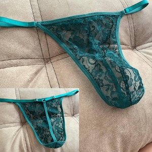 Men Thongs | Lace Men Soft Thongs | Green Lace Men Soft Thongs | Men Exotic Transparent Thongs | Bikini Thongs High Quality Gift Set