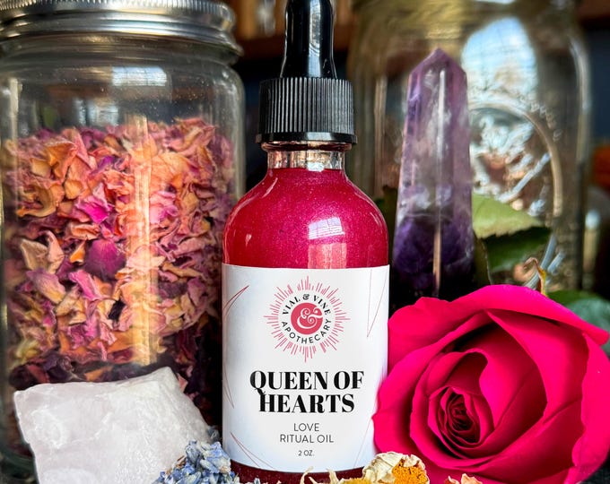 Queen of Hearts Love Ritual Oil: Rose Quartz, Self-Love Spell