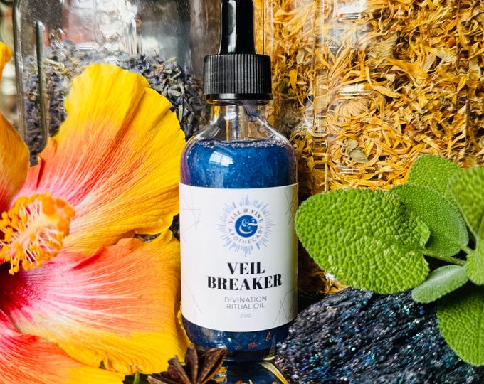 Veil Breaker Divination Ritual Oil – Handmade Anointing Blend for Tarot, Scrying, and Intuition | Small-Batch Spiritual Elixir