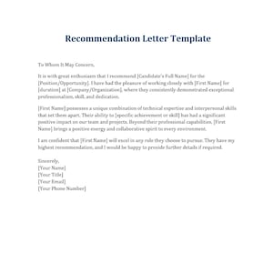 Professional Recommendation Letter Template [PREMIUM] – Editable Word Doc