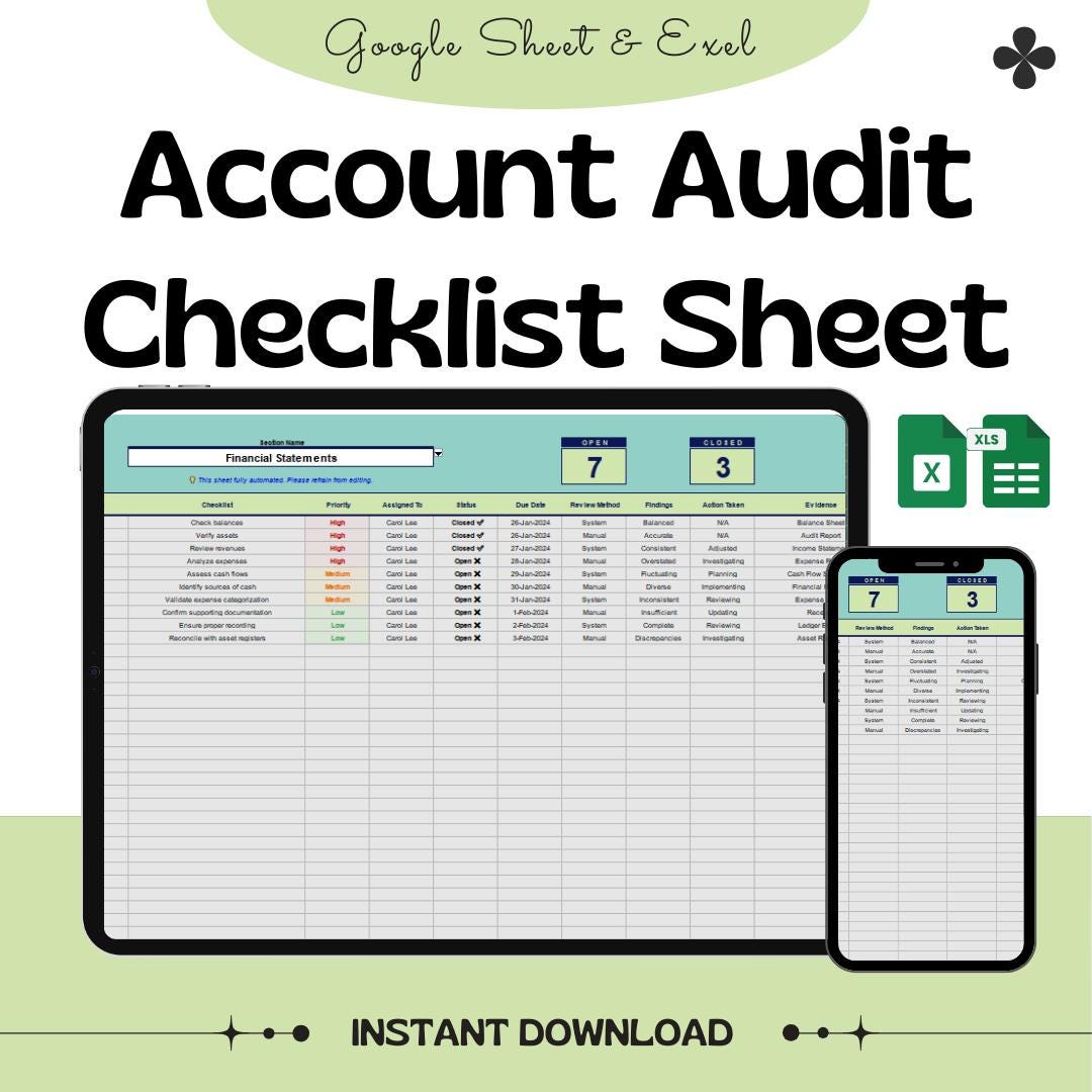 Account Audit Checklist Sheet - Essential Template for Financial ...