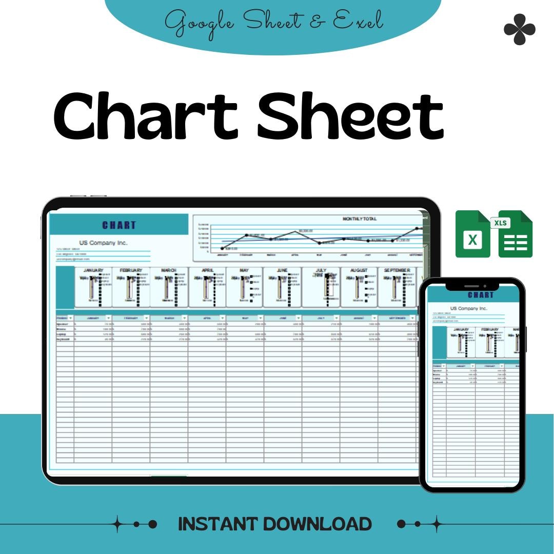 Editable Chart Sheet Template for Google Sheets & Excel | Instant ...