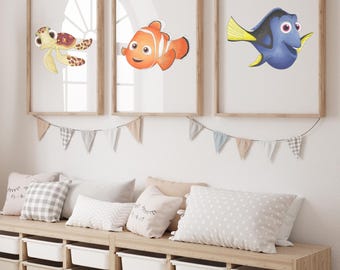 Finding Nemo Watercolor Prints – Digital Download – Nursery Wall Art – Kids Room Decor – Instant Download