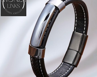 Hematiet-armband in leerstijl, enkele zwarte band, moderne sieraden voor mannen en vrouwen.