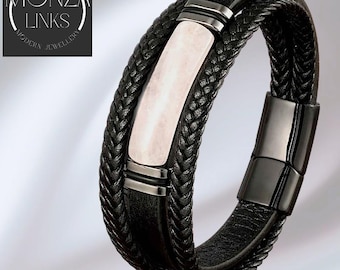 Roze decoratieve stenen armband in leerstijl, meerlaagse zwarte banden, gepolijste metalen ringen, zwarte magnetische sluiting.