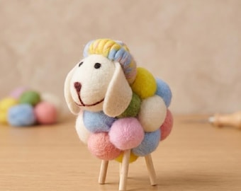 Buntes süßes Schaf Deko, nordische Woll-Schaf Figur, handgemachtes Familien Set, Schlafzimmer Wohnzimmer Deko, Geschenkidee