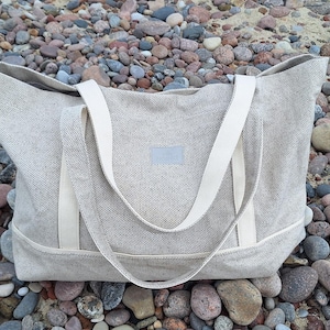 Large Stylish and Practical Cotton-Hemp Fiber Beach Bag – Natural Color Tote Bag for Women
