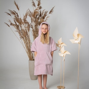 Kids Bamboo Cotton Blend Poncho: Dusty Pink Beach Cover-Up
