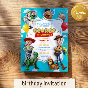 Toy story woody invitation, two infinity beyond Editable invitation, Printable birthday Toy story invitation, boy girl birthday invite