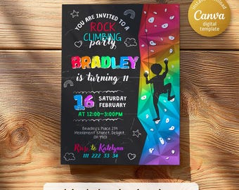 Rock Climbing Birthday invitation, Rock Climbing invitation, Rock Climbing instant download editable boy, printable invitation