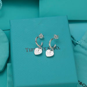 Tiffany Silver Heart Stud Earrings, Return To Earrings, Small Earrings, Minimalist Earrings, Designer Stud Earrings, Gift for Her