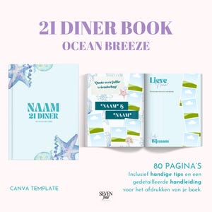 21 Dinner Book Template &#39;Ocean Breeze&#39; | Stylish & Customizable | Canva Template | Birthday Book | For your best friend, sister, colleague