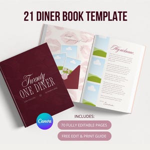 Plantilla de libro de cena "Burgundy Blush" | Elegante y personalizable | Plantilla de Canva | Libro de cumpleaños | Para tu mejor amiga, hermana o compañera de trabajo