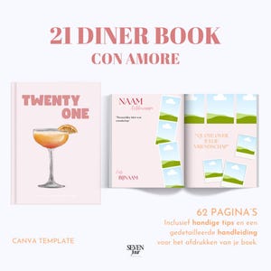 21 Dinner Book Template &#39;Con Amore&#39; | Stylish & Customizable | Canva Template | Birthday Book | For your best friend, sister, colleague