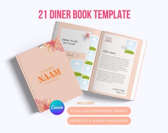 21 Plantillas de libro de cena "Sunset Soirée" | Elegante y personalizable | Plantilla de Canva | Libro de cumpleaños | Para tu mejor amiga, hermana o compañera de trabajo