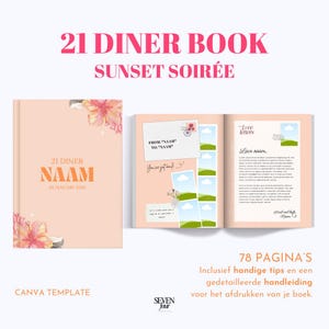 21 Dinner Book Template &#39;Sunset Soirée&#39; | Stylish & Customizable | Canva Template | Birthday Book | For your best friend, sister, colleague
