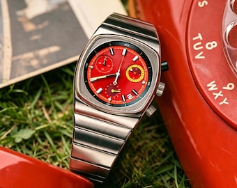 Reloj cronógrafo de carreras vintage para hombre, reloj deportivo inspirado en los años 70, accesorios cyberpunk, regalo para amantes de los coches, regalo para novio