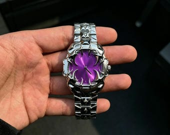 Reloj de diseño industrial con garras para hombre, reloj gótico de metal irregular, reloj de pulsera único y llamativo, reloj de cuarzo punk Y2K, regalo de fiesta para él.