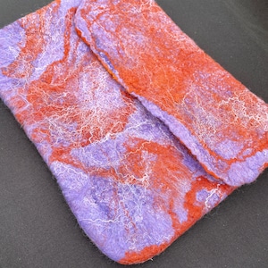 Felted Tablet Case Nuno Felted Unique Gift Purple and Orange silky