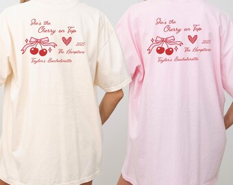 Personalized Bachelorette Party T-Shirt, Cherry Design, Comfort Colors