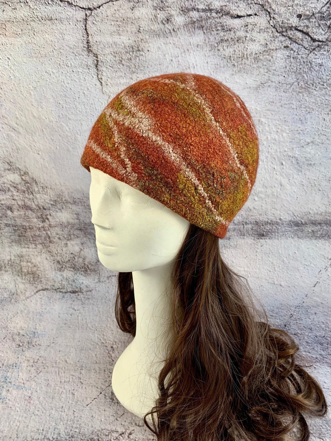 Rusty Felted Women Hat Wool Beanie Women Brick Felt Hat Etsy