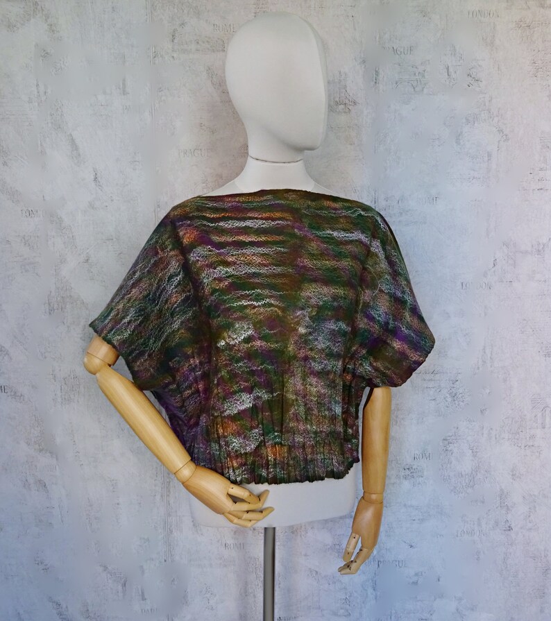 Wool Felt Clothing Wet Felt Green Tunic Cozy Tunic W\u043emens Vest Felted Wool Poncho Warm Poncho