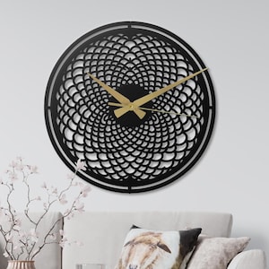 Geometric Metal Wall Clock Modern Mandala Art Abstract Decor Minimalist Unique Silent Home Gift Boho Chic Living Room Office Art