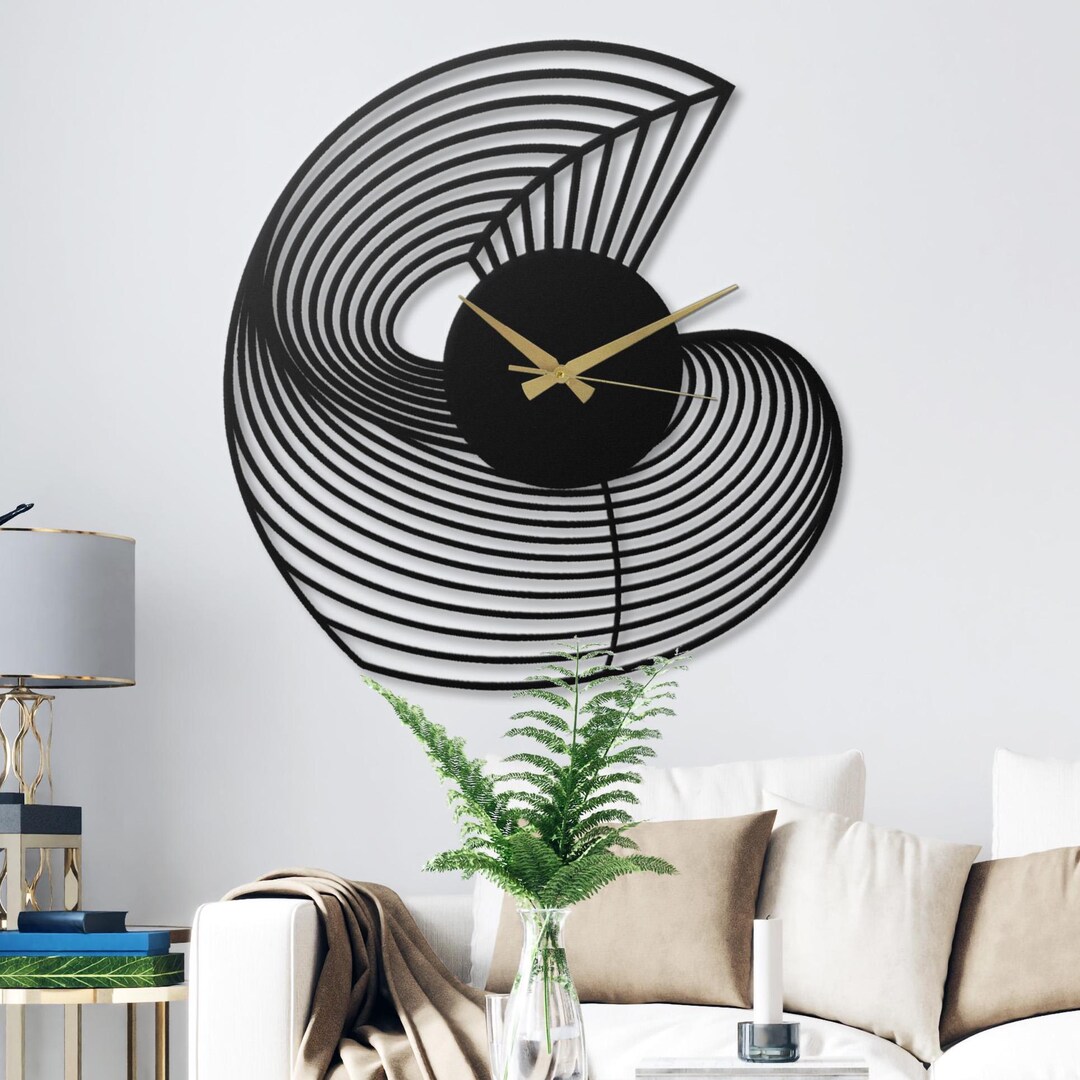 Number Less Clock Pattern Abstract Spiral Shell Metal Wall Clock: Modern Numberless Art Decor - Etsy