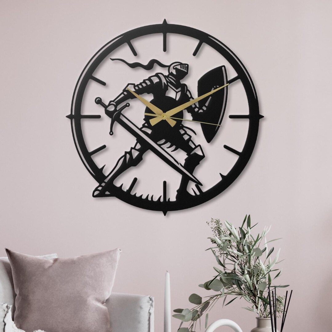 Knight Metal Wall Clock: Silent Medieval Fantasy Wall Decor - Etsy