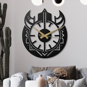 Viking Metal Wall Clock: Modern Norse Geometric Art