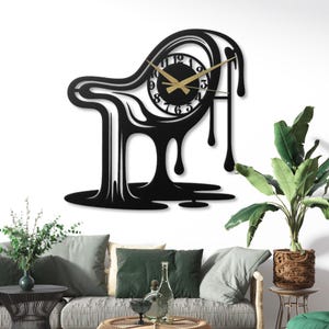 Schmelzende Metall Wanduhr tropfend schwarze stille Uhr Einzigartige abstrakte Kunst Dali inspiriertes surreales Dekor moderne Wandkunst Haus-Bürogeschenk-Idee