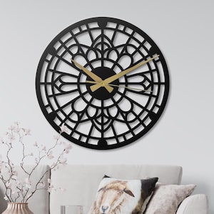 Metal Wall Clock Mandala Art Silent Rose Window Decor Geometric Boho Timepiece Large Spiritual Living Room Wall Hanging Zen Gift