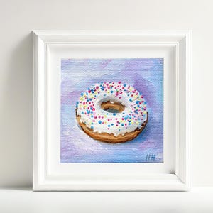 Donut Acrylic Painting: Hand-Painted Food Art (3x3 inch)