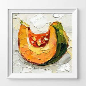 3 Kürbisscheiben Ölgemälde – Original Herbst Impasto Kunstwerk von Hanna Hryharenka | HannaArtDecor