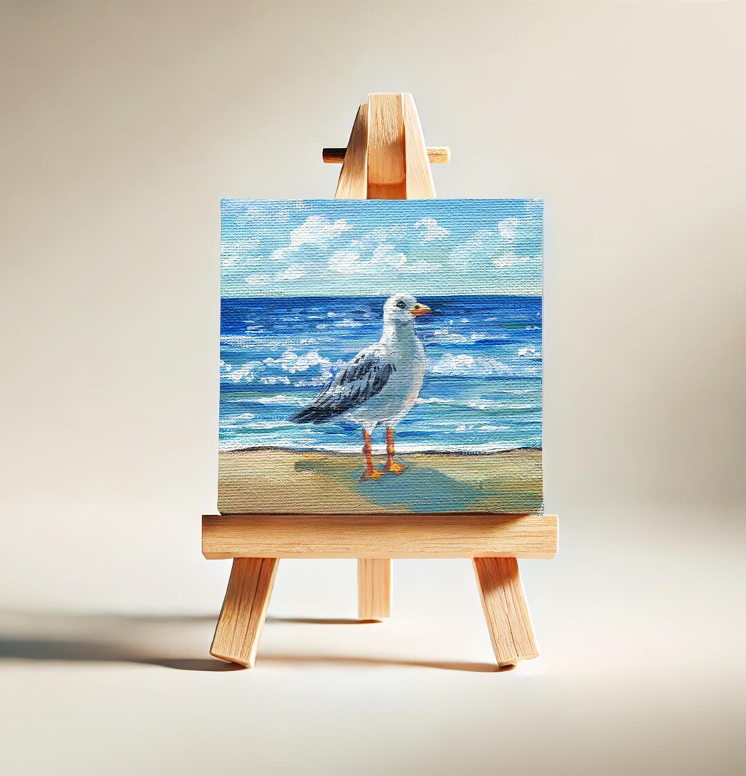Seagull on Beach Painting - Original Ocean Lover Art | Cozy Beach House ...