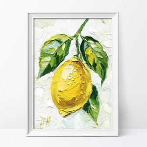 Impasto Lemon Oil Painting: Textured Kitchen Still Life Art by Hanna Hryharenka