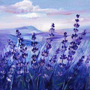 Provence Lavender Field Oil Painting: Original Floral Landscape Art by Hanna Hryharenka | HannaArtDecor
