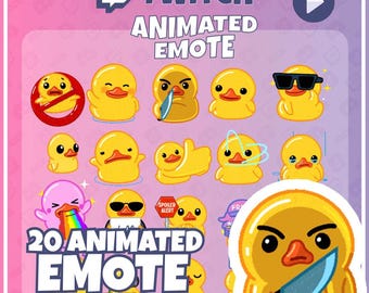 Animated Duck Twitch Emotes: Kawaii Emoji Bundle (20 Emotes - Instant Download)