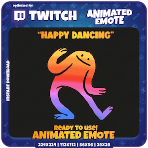 Happy Dancing Animated Emote - Colorful Gradient Dance Emote for Twitch, Discord, Kick - Instant Download