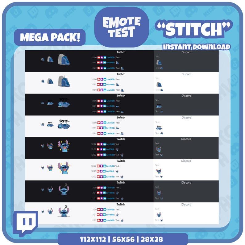 Stitch Twitch Emotes Mega Pack: Kawaii Lilo & Stitch Emoji (digital ...