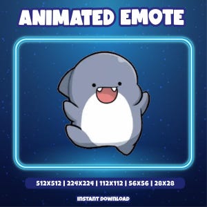 Twitch Animated Emote | Cute Shark Happy Dance Animated Emote - Adorable Stream Reaction for Twitch, Discord, Kick - Instant Download &lt;3