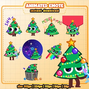 8x Animated Christmas Tree Emote Pack | Funny Holiday Reactions for Twitch