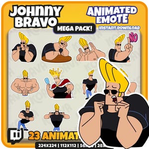 Animated Twitch Emote Pack: 23x Johnny Emotes, Ready to Use (Instant Download 512x512px )