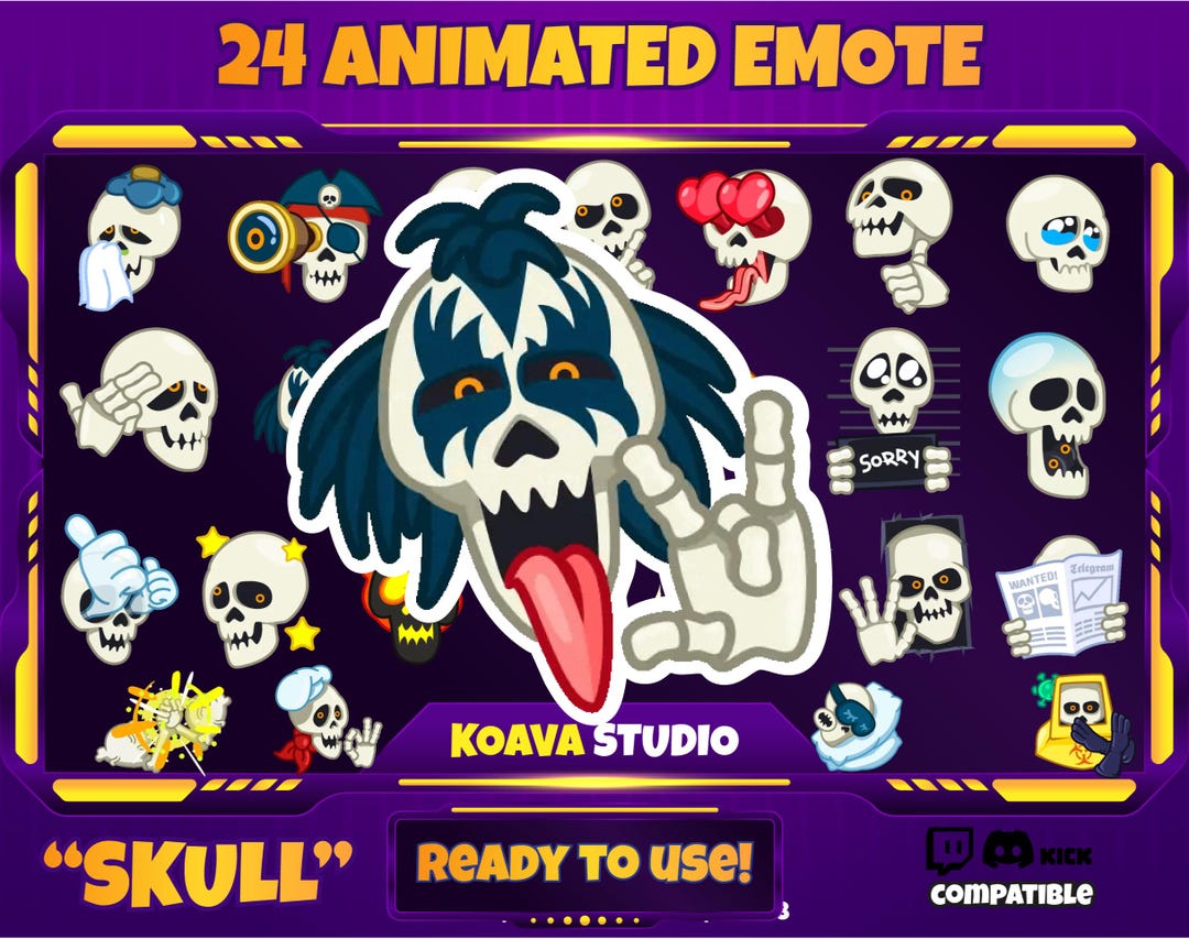 Animierte Schädel Twitch Emotes: Gruselige Streamer Paket (24 GIFs) - Etsy  Österreich, image size:1080x853