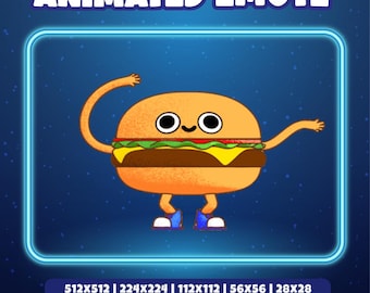 Twitch Emotes | Dancing Burger Animated Emote – Cute Burger Twitch Emote | Instant Download