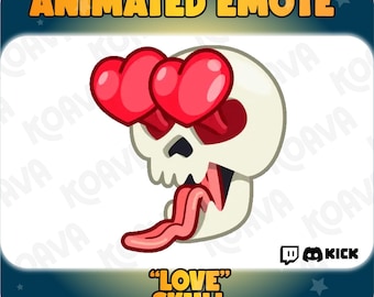 Animated Love Skull Twitch Emote: Heart Eyes Skeleton GIF